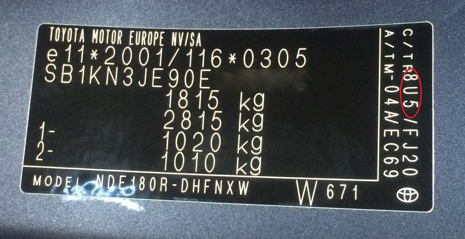 Toyota avensis vehicle identification number