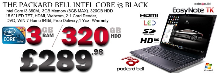 Packard Bell EasyNote Black Core i3-380M 3GB (8GB MAX) 320GB HDD ...